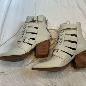 Steve Madden Palermo white leather bootie.